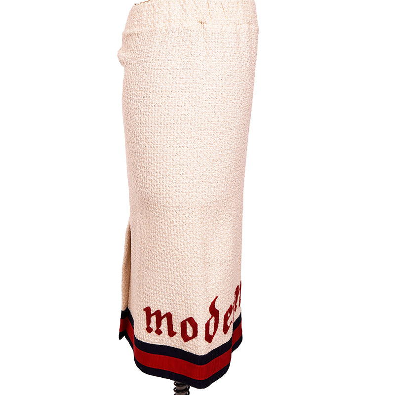 36 NEW $1500 GUCCI RUNWAY Ivory MODERN FUTURE Cotton Tweed Pencil LOGO WEB SKIRT