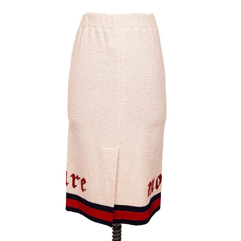 36 NEW $1500 GUCCI RUNWAY Ivory MODERN FUTURE Cotton Tweed Pencil LOGO WEB SKIRT