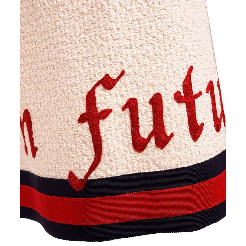 36 NEW $1500 GUCCI RUNWAY Ivory MODERN FUTURE Cotton Tweed Pencil LOGO WEB SKIRT