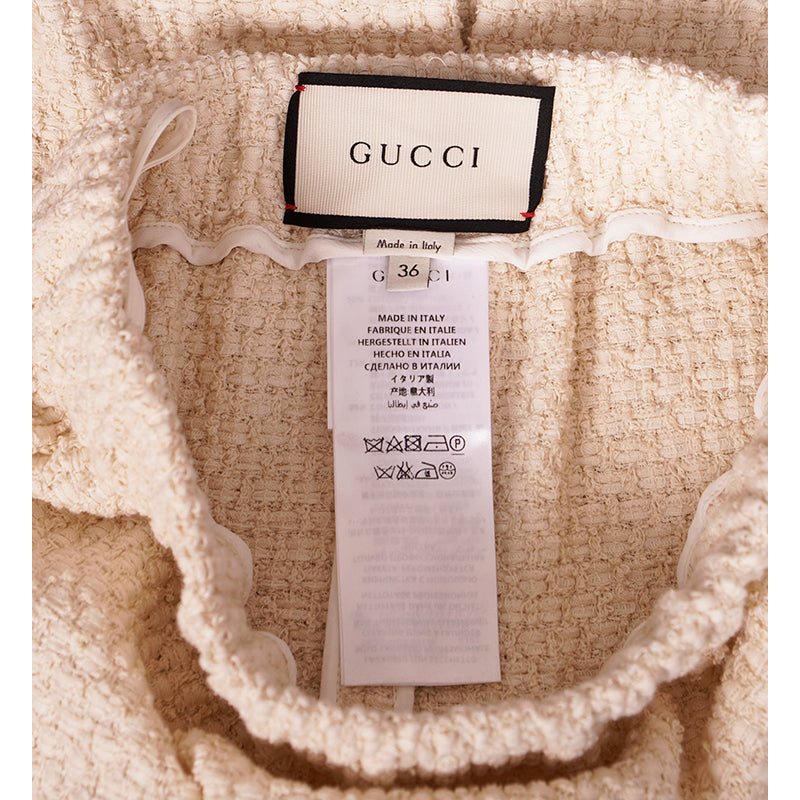36 NEW $1500 GUCCI RUNWAY Ivory MODERN FUTURE Cotton Tweed Pencil LOGO WEB SKIRT