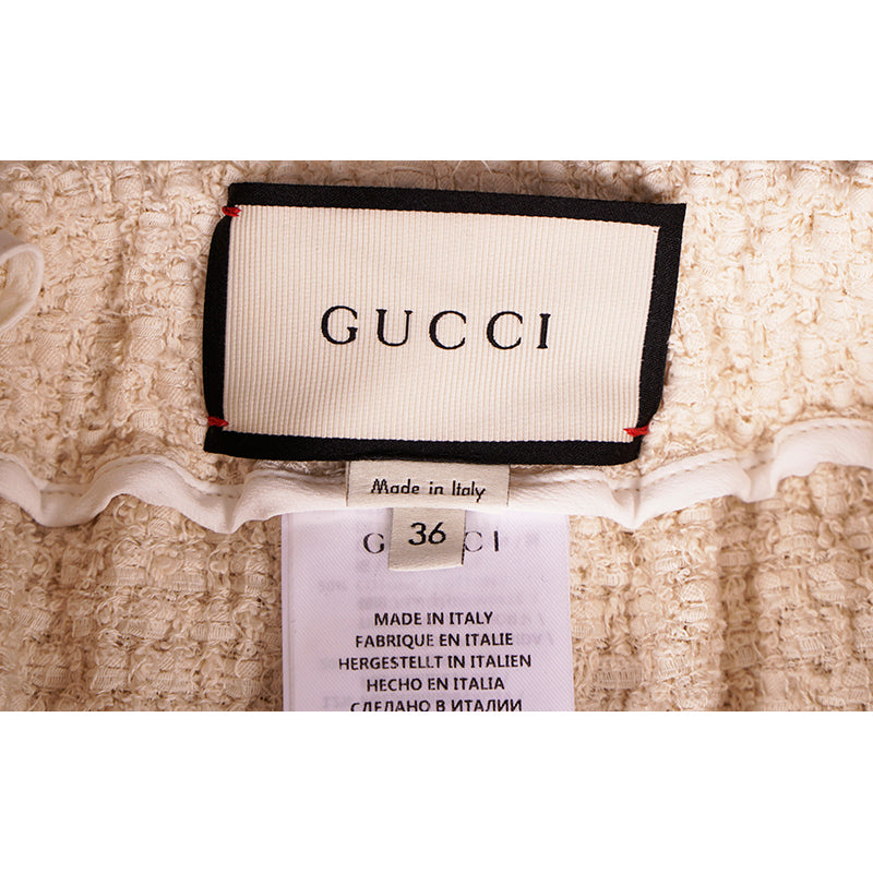 36 NEW $1500 GUCCI RUNWAY Ivory MODERN FUTURE Cotton Tweed Pencil LOGO WEB SKIRT