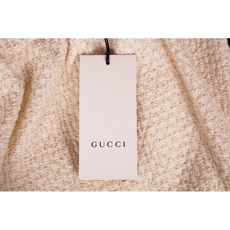 36 NEW $1500 GUCCI RUNWAY Ivory MODERN FUTURE Cotton Tweed Pencil LOGO WEB SKIRT