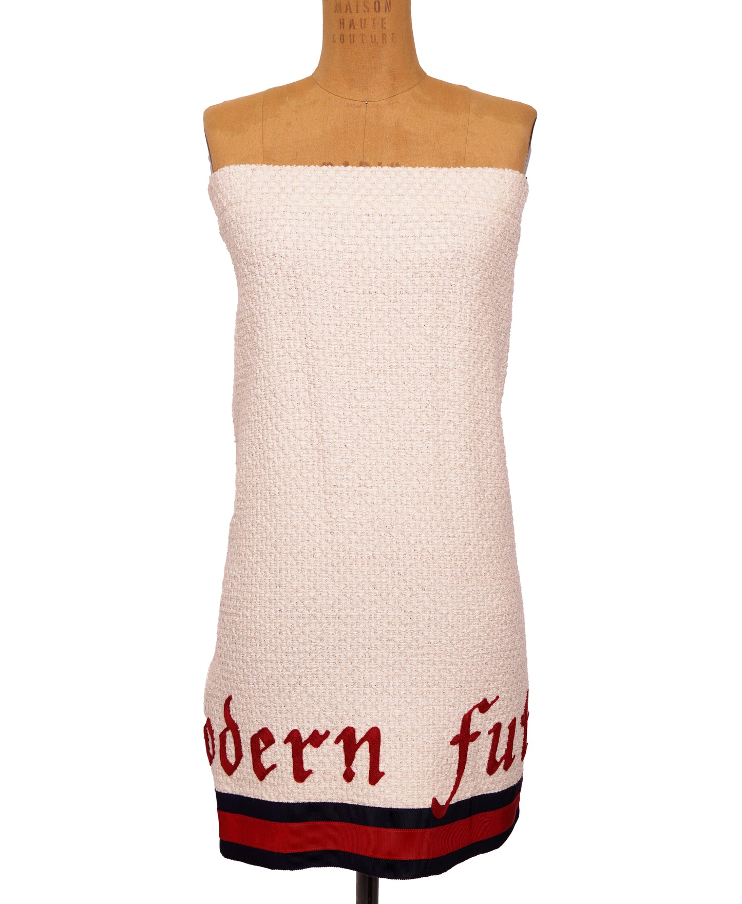 36 NEW $1500 GUCCI RUNWAY Ivory MODERN FUTURE Cotton Tweed Pencil LOGO WEB SKIRT