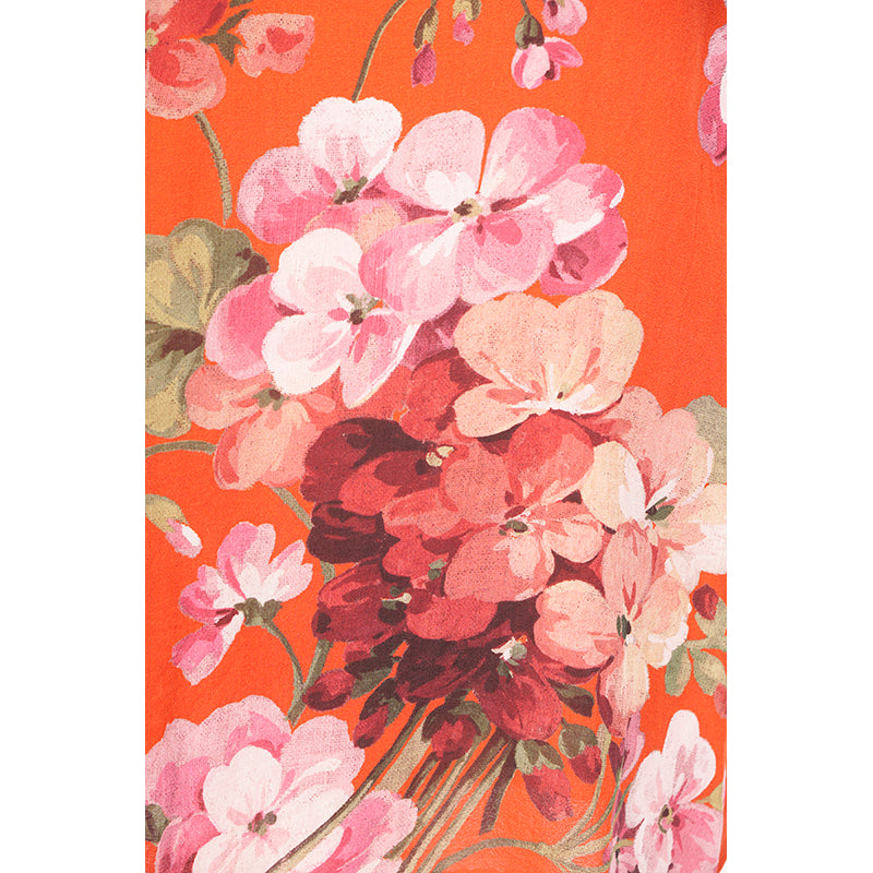 sz 42 NEW $3200 GUCCI RUNWAY Red BLOOMS FLORAL Plisse Ruffle Silk Cocktail DRESS