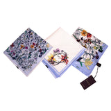 NEW $595 GUCCI Cotton FLORA FLORAL PRINT Handkerchief SET 3 POCKET SQUARE SCARF