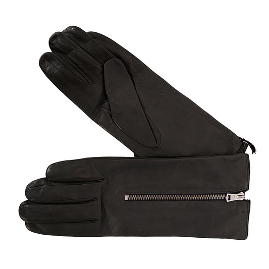 sz S NEW $875 GUCCI Men&#039;s Gray Nappa Leather GG LOGO ZIPPER CENTER Lined GLOVES