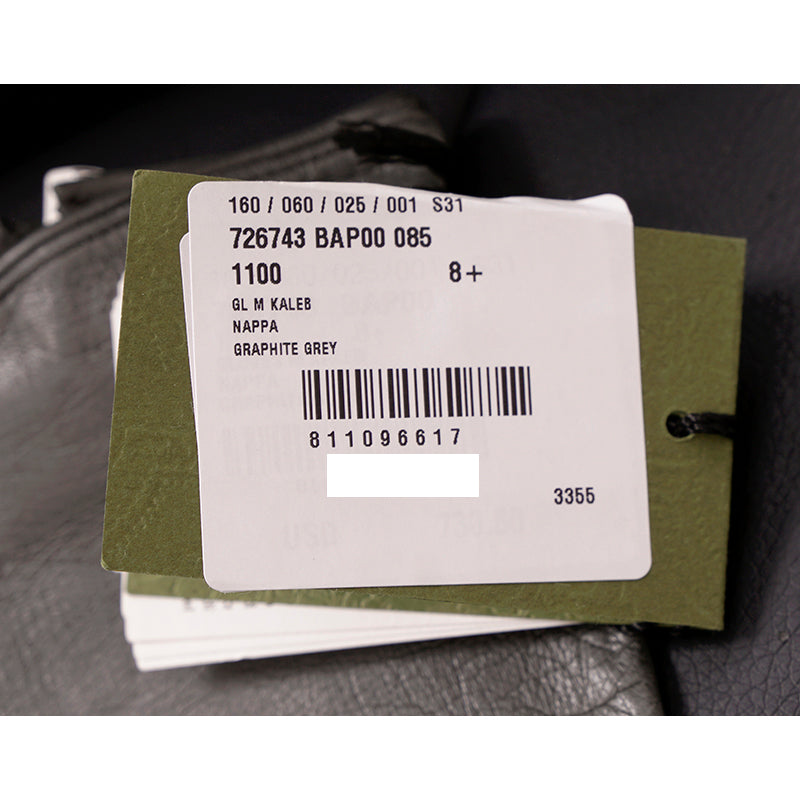 sz S NEW $875 GUCCI Men&#039;s Gray Nappa Leather GG LOGO ZIPPER CENTER Lined GLOVES