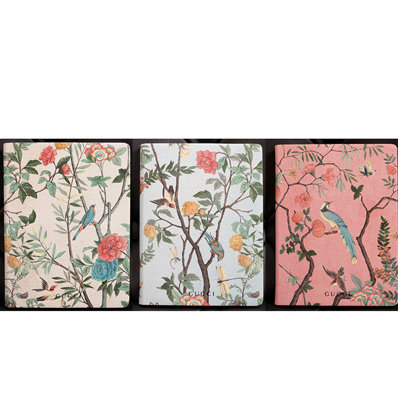 NEW $495 GUCCI Pink, Blue &amp; White FLORAL BIRD TIAN Small 3 pc NOTEBOOK SET NWT
