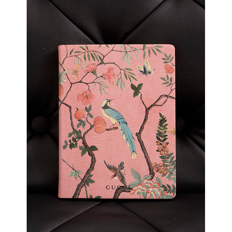 NEW $495 GUCCI Pink, Blue &amp; White FLORAL BIRD TIAN Small 3 pc NOTEBOOK SET NWT
