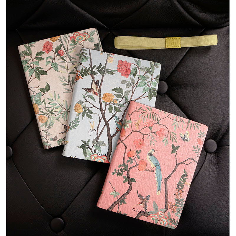 NEW $495 GUCCI Pink, Blue &amp; White FLORAL BIRD TIAN Small 3 pc NOTEBOOK SET NWT