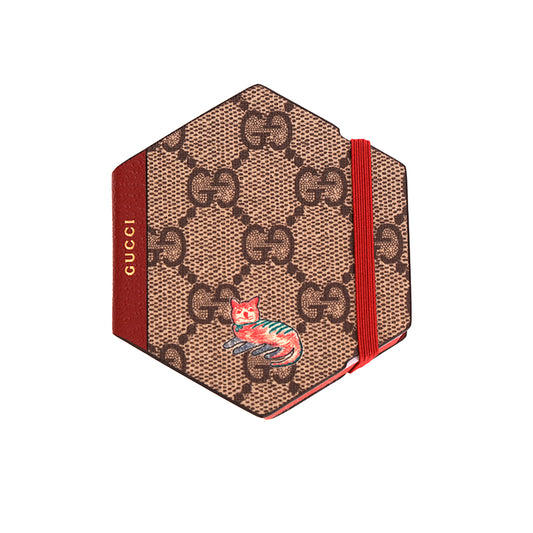 NEW $200 GUCCI Whimsy DERPY CAT GG Supreme Coated Canvas Stationery STICKY NOTES