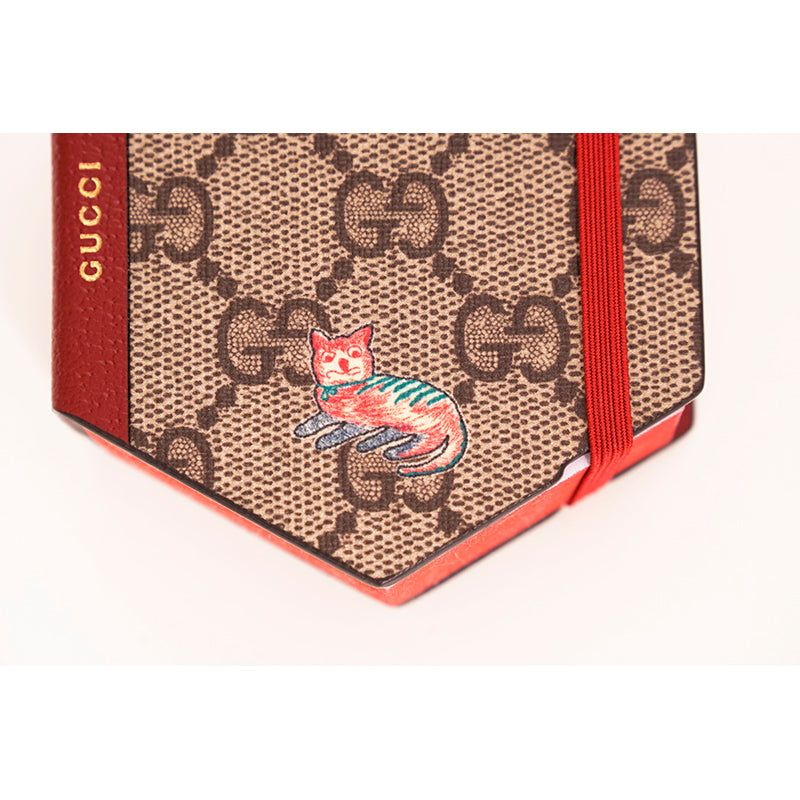NEW $200 GUCCI Whimsy DERPY CAT GG Supreme Coated Canvas Stationery STICKY NOTES