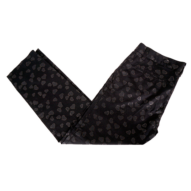 sz 40 NEW $850 GUCCI Black HEART PRINT 5-Pocket Cotton Twill Tapered Legs PANTS
