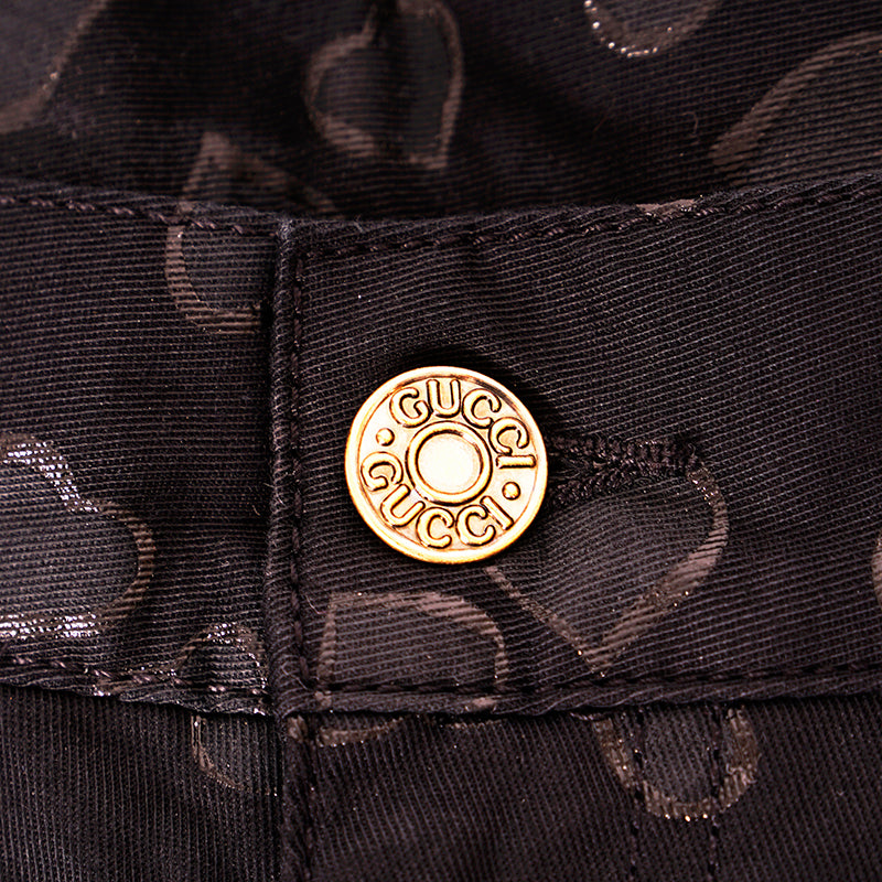 sz 40 NEW $850 GUCCI Black HEART PRINT 5-Pocket Cotton Twill Tapered Legs PANTS