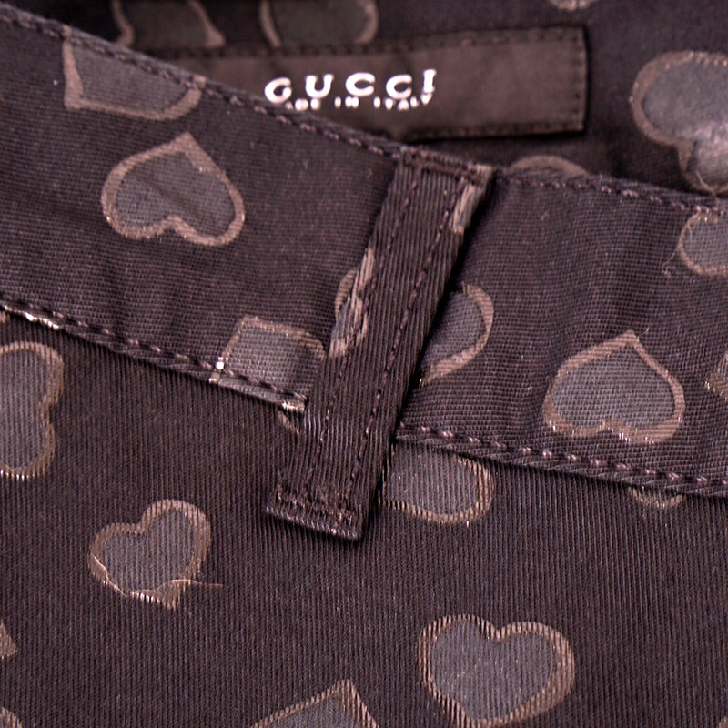 sz 40 NEW $850 GUCCI Black HEART PRINT 5-Pocket Cotton Twill Tapered Legs PANTS