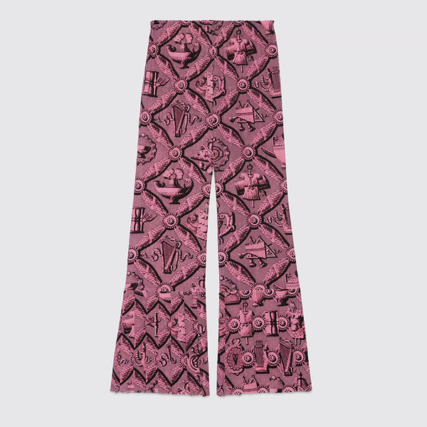 42 NEW $1700 GUCCI RUNWAY Black & Pink ROMAIN WALLPAPER PRINT Pleated Hem PANTS