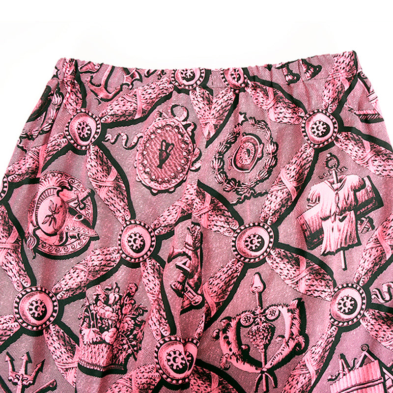 42 NEW $1700 GUCCI RUNWAY Black & Pink ROMAIN WALLPAPER PRINT Pleated Hem PANTS