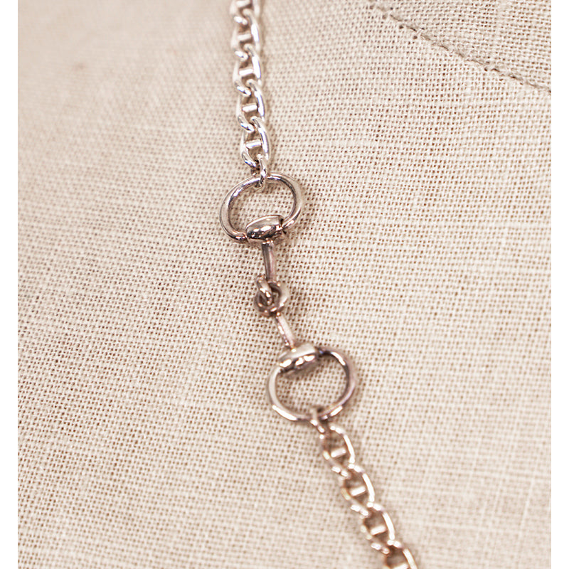 NEW $690 GUCCI Sterling Silver HORSEBIT LOGO Glass Pearl Pendant NECKLACE NWB