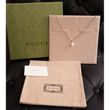 NEW $690 GUCCI Sterling Silver HORSEBIT LOGO Glass Pearl Pendant NECKLACE NWB