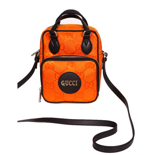 NEW $1,125 GUCCI Orange OFF THE GRID Nylon Monogram Shoulder/Crossbody 2-WAY BAG