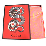 NEW $800 GUCCI White Silk FLORA SNAKE LOGO PRINT Cashmere Lining 94" LONG SCARF