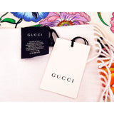 NEW $800 GUCCI White Silk FLORA SNAKE LOGO PRINT Cashmere Lining 94" LONG SCARF