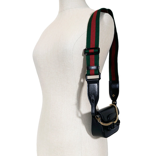 NEW $1,790 GUCCI Black Leather Nano Mini HORSEBIT 1955 BAG w 2 Removable STRAPS