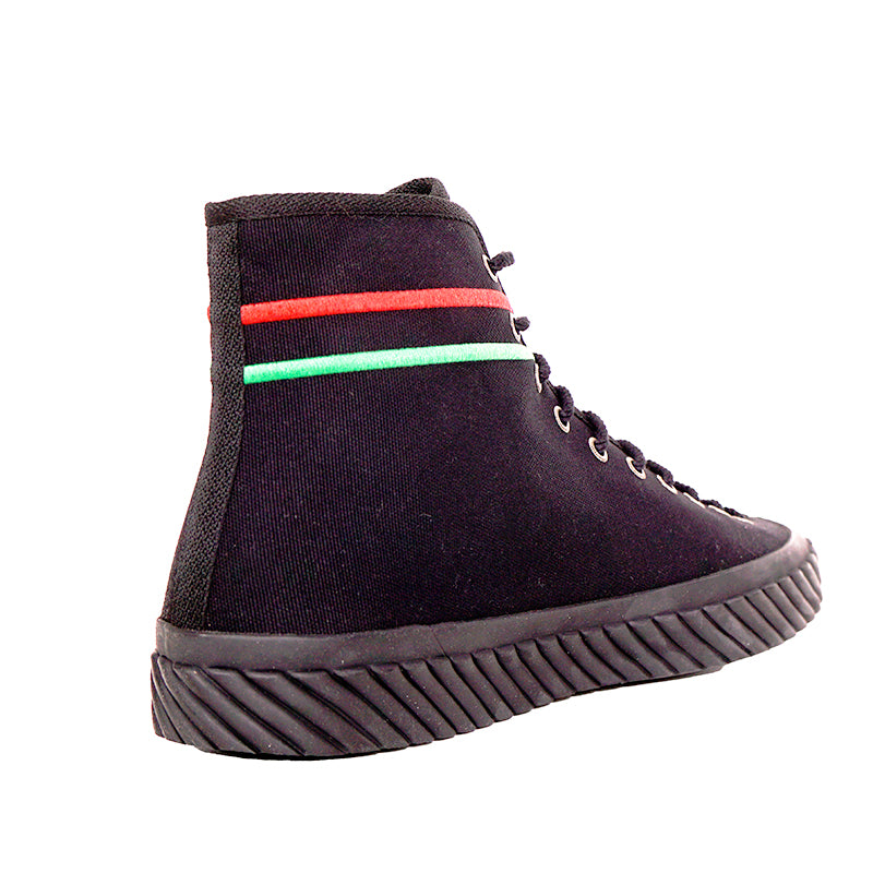 11.5G US 12 NEW $750 GUCCI All Black Canvas Red/Green GG LOGO High-top SNEAKERS