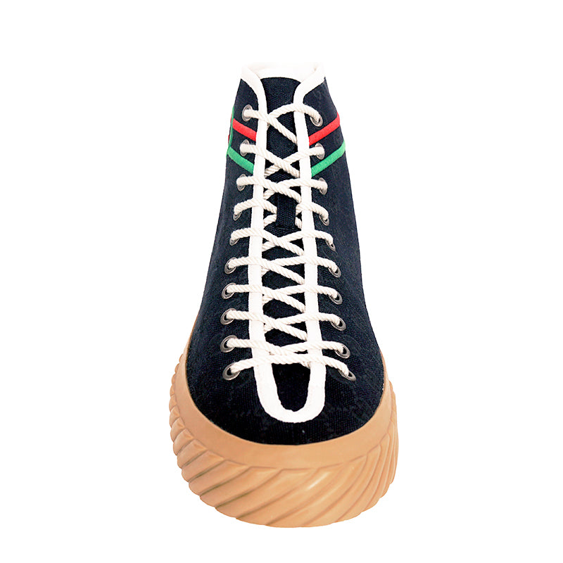 11.5G US 12 NEW $750 GUCCI Black GG CANVAS Red/Green GG LOGO High-top SNEAKERS