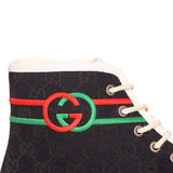 11.5G US 12 NEW $750 GUCCI Black GG CANVAS Red/Green GG LOGO High-top SNEAKERS
