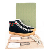 11.5G US 12 NEW $750 GUCCI Black GG CANVAS Red/Green GG LOGO High-top SNEAKERS