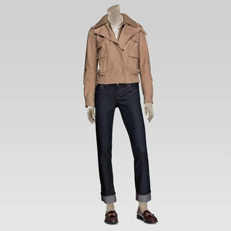 sz 42 VINTAGE $3,000 GUCCI Tan LEATHER NUBUCK SHEARLING LINED Bomber JACKET EUC