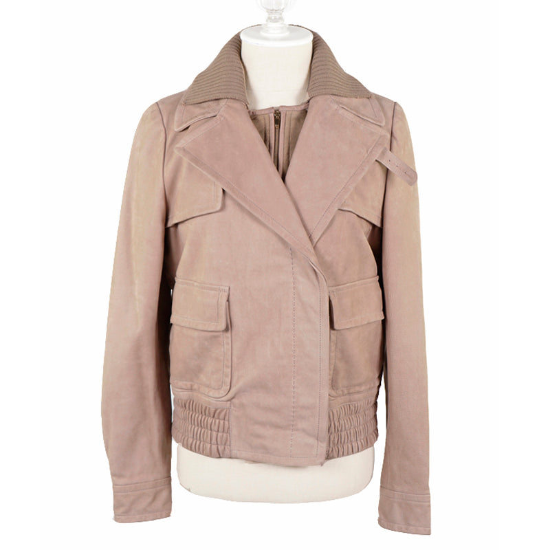 sz 42 VINTAGE $3,000 GUCCI Tan LEATHER NUBUCK SHEARLING LINED Bomber JACKET EUC