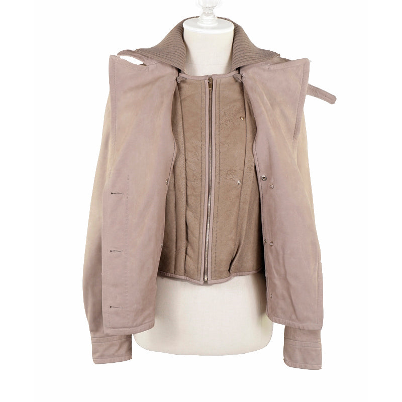 sz 42 VINTAGE $3,000 GUCCI Tan LEATHER NUBUCK SHEARLING LINED Bomber JACKET EUC