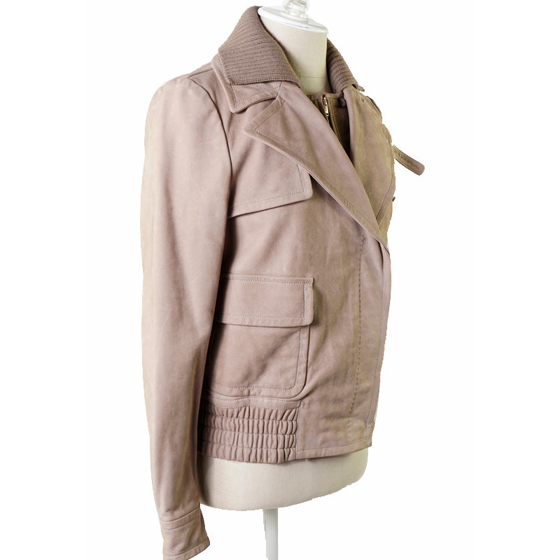 sz 42 VINTAGE $3,000 GUCCI Tan LEATHER NUBUCK SHEARLING LINED Bomber JACKET EUC