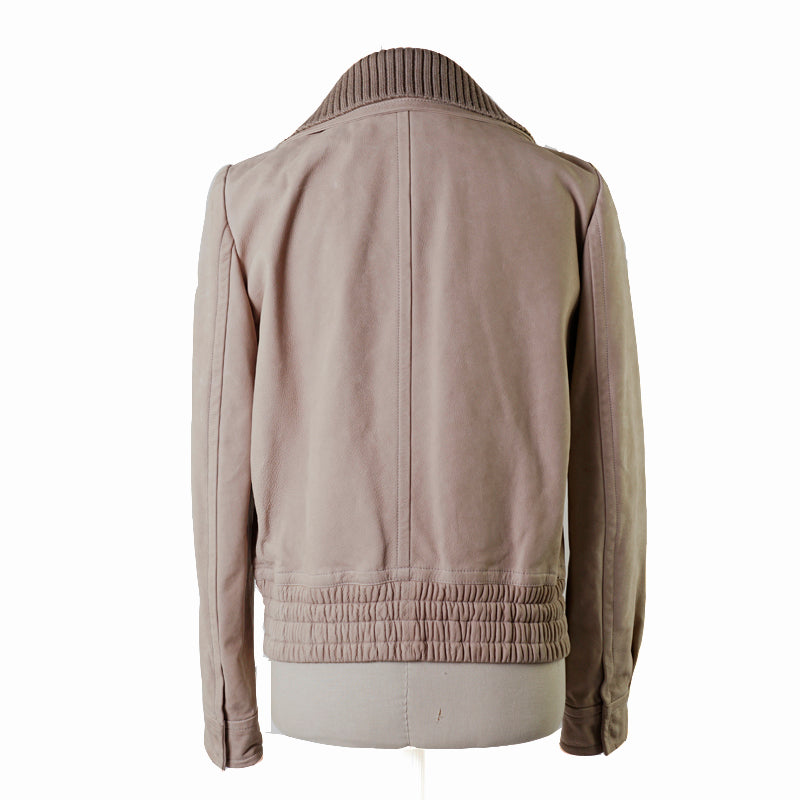 sz 42 VINTAGE $3,000 GUCCI Tan LEATHER NUBUCK SHEARLING LINED Bomber JACKET EUC