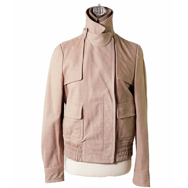 sz 42 VINTAGE $3,000 GUCCI Tan LEATHER NUBUCK SHEARLING LINED Bomber JACKET EUC