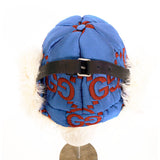 sz S NEW $1,550 GUCCI Blue Quilted Red GG Nylon & SHEARLING EAR FLAP TRAPPER HAT