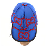 sz S NEW $1,550 GUCCI Blue Quilted Red GG Nylon & SHEARLING EAR FLAP TRAPPER HAT