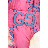 sz S NEW $1550 GUCCI Pink Quilted Blue GG Nylon & SHEARLING EAR FLAP TRAPPER HAT