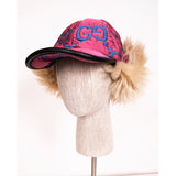 sz S NEW $1550 GUCCI Pink Quilted Blue GG Nylon & SHEARLING EAR FLAP TRAPPER HAT