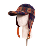 sz S NEW $950 GUCCI Camel Blue Red WOOL PLAID GG Logo FLAP TRAPPER Heritage HAT