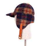 sz S NEW $950 GUCCI Camel Blue Red WOOL PLAID GG Logo FLAP TRAPPER Heritage HAT