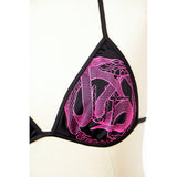 M NEW $440 JUST CAVALLI ROBERTO Black PINK SNAKE LOGO Swimsuit BIKINI TOP BOTTOM