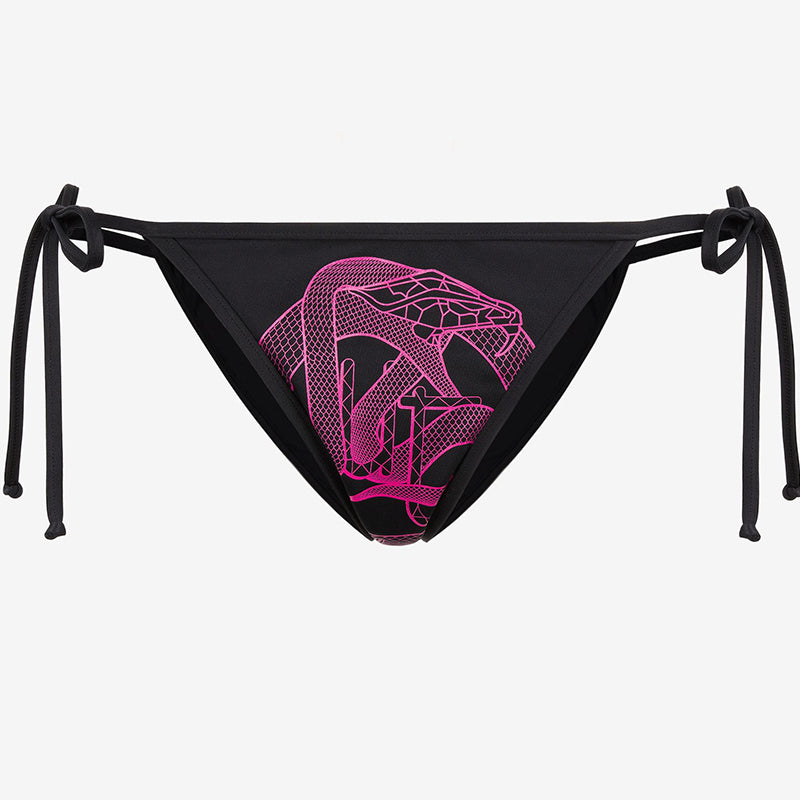 M NEW $440 JUST CAVALLI ROBERTO Black PINK SNAKE LOGO Swimsuit BIKINI TOP BOTTOM