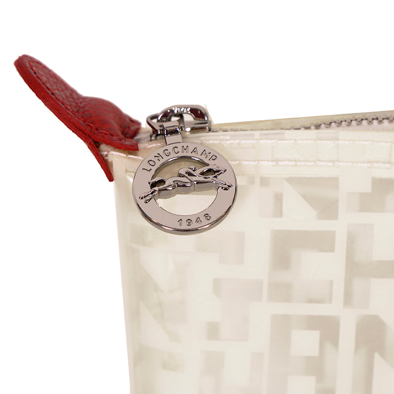 NEW RETIRED LONGCHAMP Le Pliage White LGP LOGO Clear PVC & Leather TOTE BAG NWT