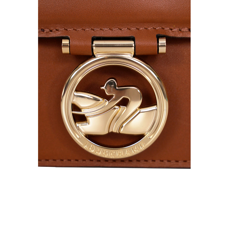 NEW $590 LONGCHAMP Cognac Leather Box-Trot XS HORSE LOGO Crossbody Strap BAG