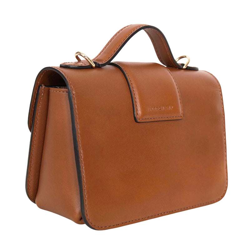 NEW $590 LONGCHAMP Cognac Leather Box-Trot XS HORSE LOGO Crossbody Strap BAG