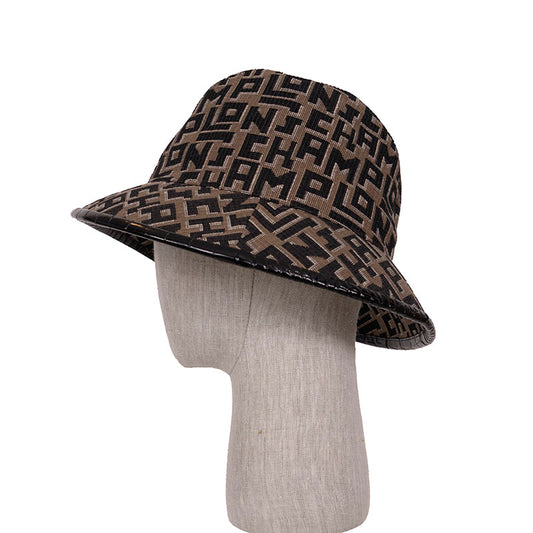 NEW $290 LONGCHAMP RUNWAY Tan & Black LGP Monogram Jacquard Canvas FEDORA HAT