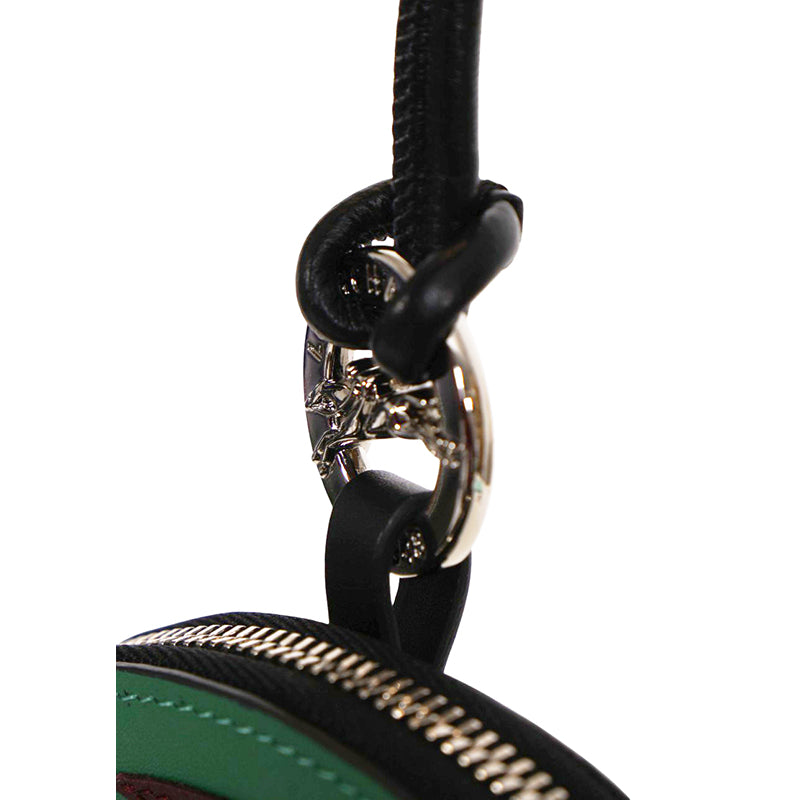 NEW $250 LONGCHAMP Green Brown Leather BASKETBALL Long-Dribble Pouch/Keyring BAG